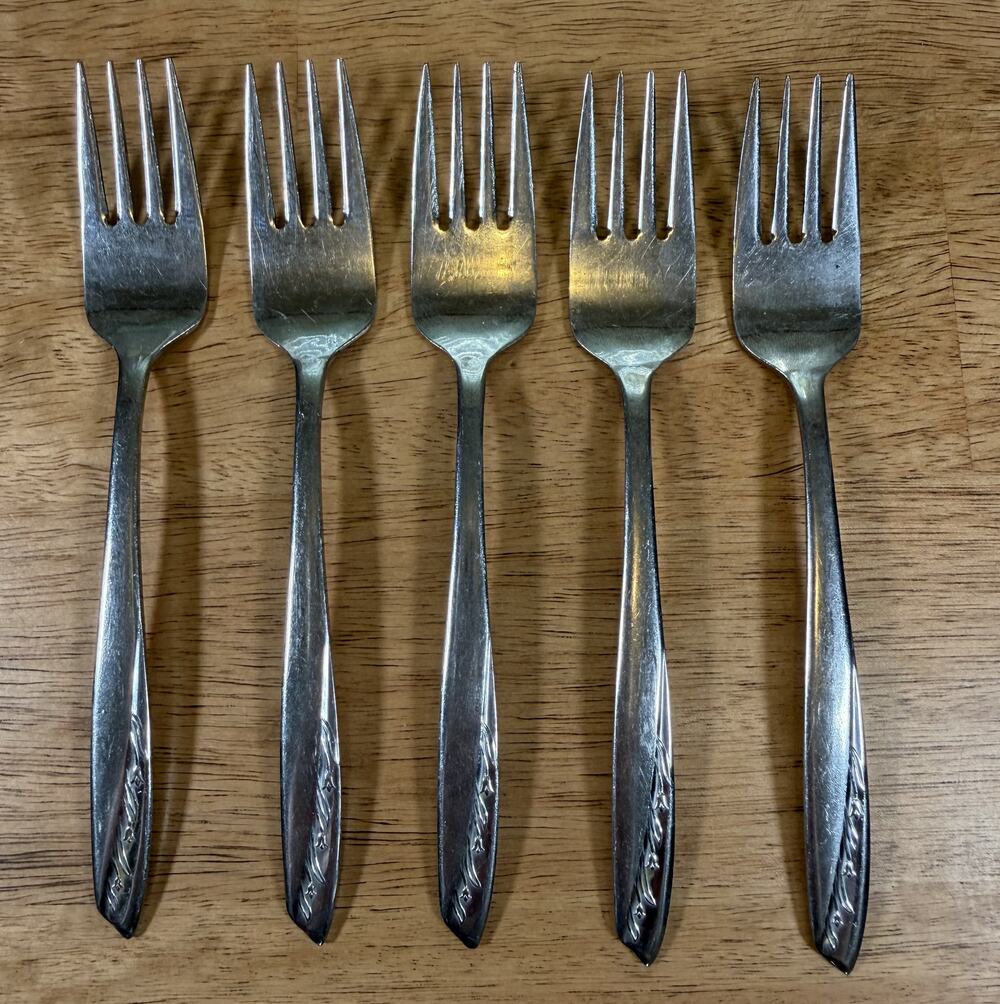 Vintage Montgomery Ward Lynn Salad Forks Set of 5 Stainless Steel Japan